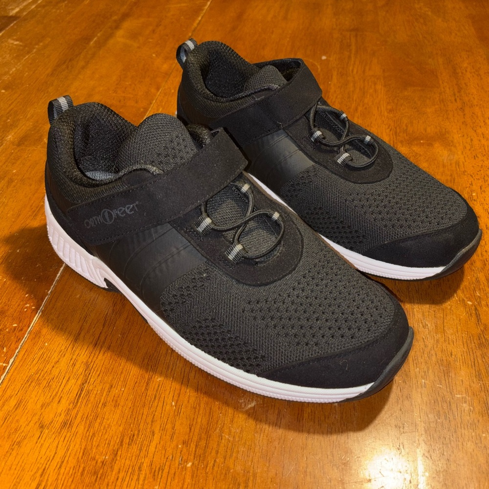 OrthoFeet 831 Joelle Stretch Knit Sneaker BioFit Black Womens Size 105 D WIDE